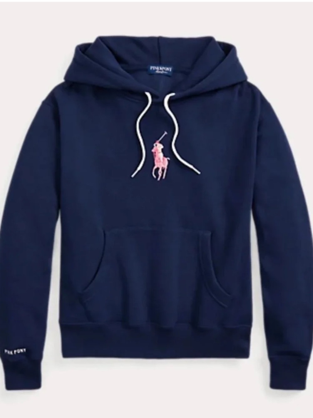 Polo by Ralph Lauren Navy Hoodie with Pink Pony Logo